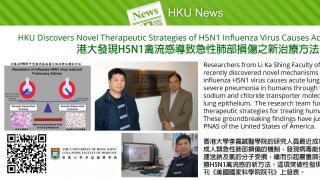 HKU Discovers Novel Therapeutic Strategies of H5N1 Influenza Virus Causes Acute Lung Injury