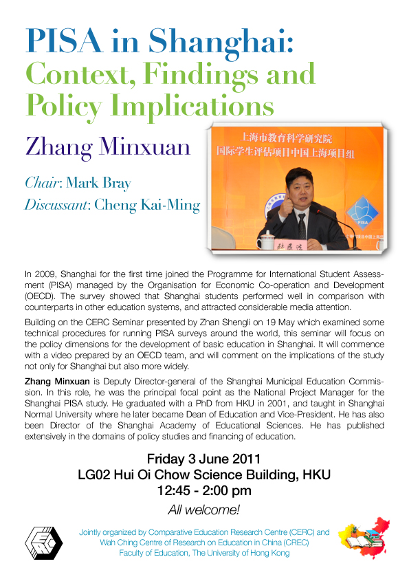 Seminar - PISA in Shanghai: Context, Findings and Policy Implications