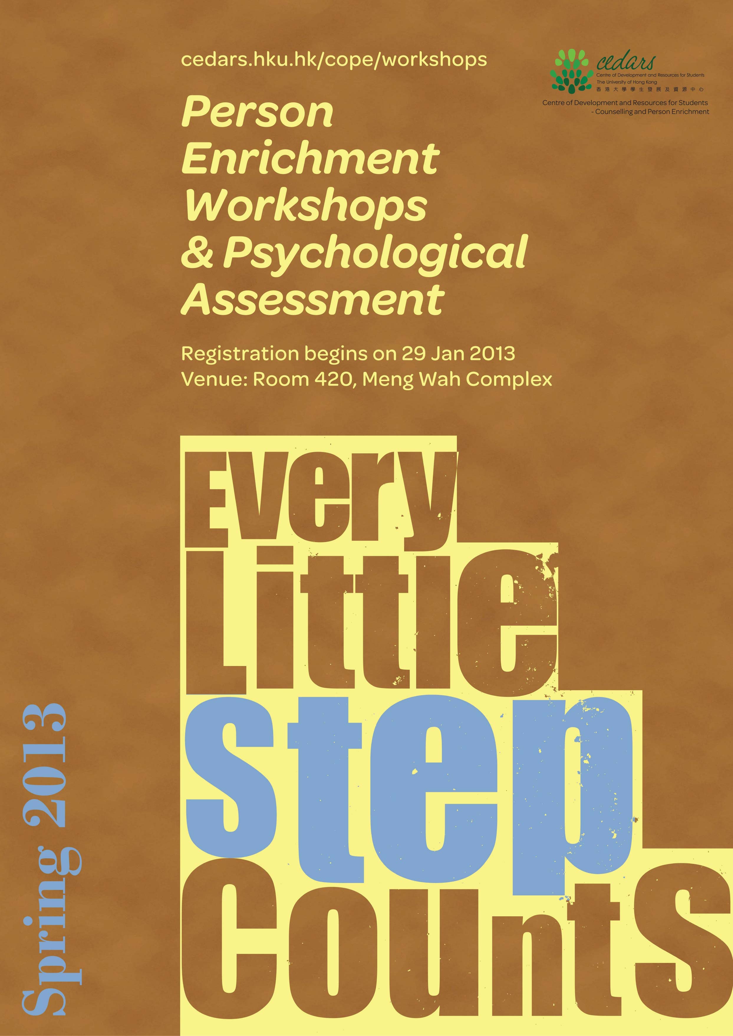 Every Little Step Counts! Enrol in Person Enrichment Workshops now!  