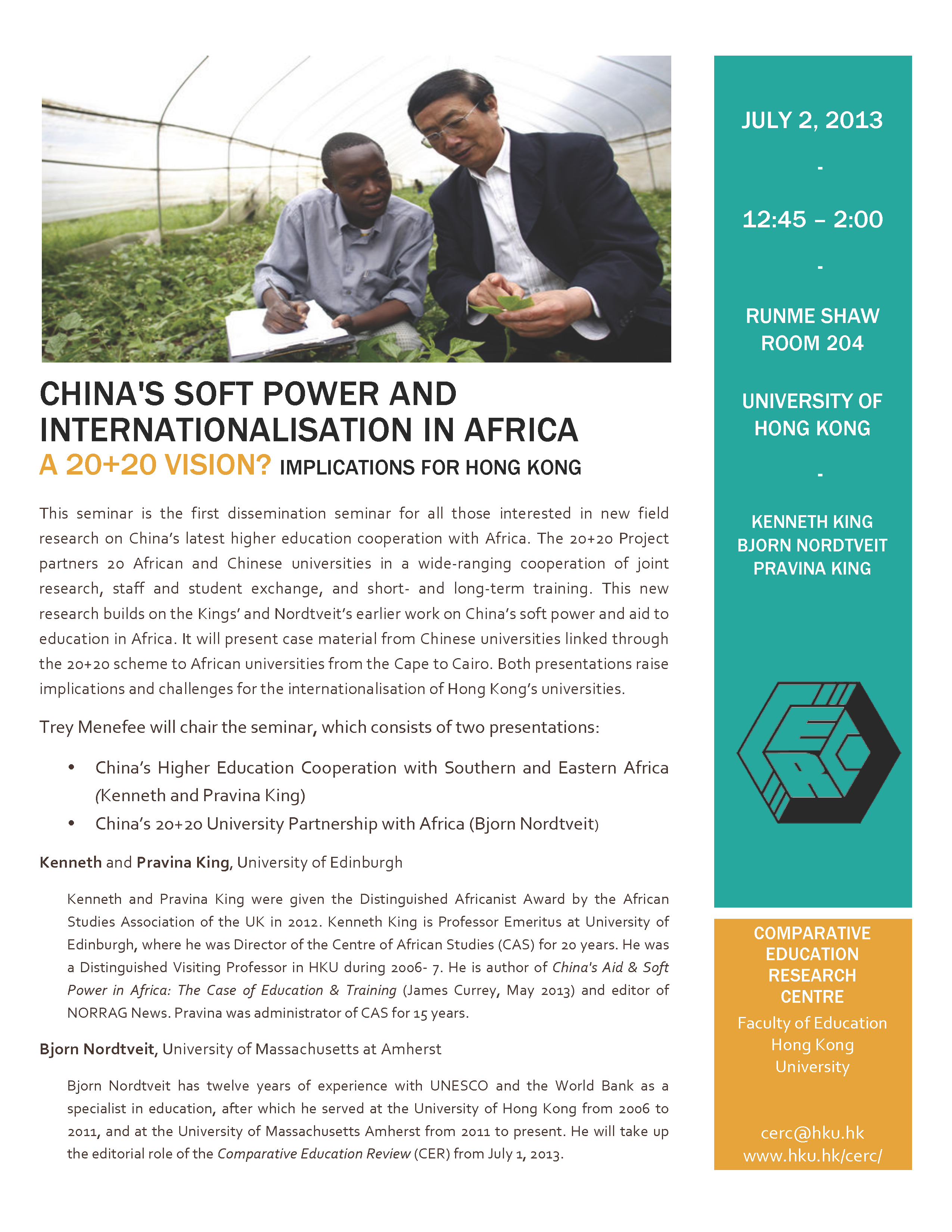 Seminar - CHINA'S SOFT POWER AND INTERNATIONALISATION IN AFRICA