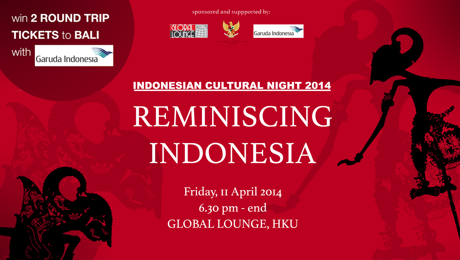 Indonesian Culture Night - Friday, April 11 @Global Lounge