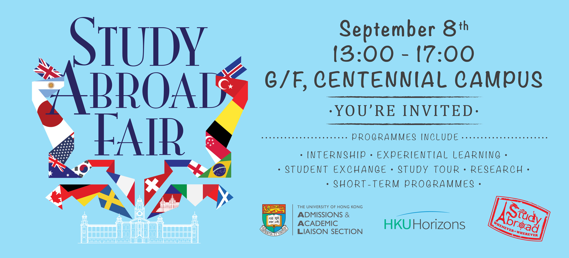 You are invited to join us at the Study Abroad Fair on September 8th!