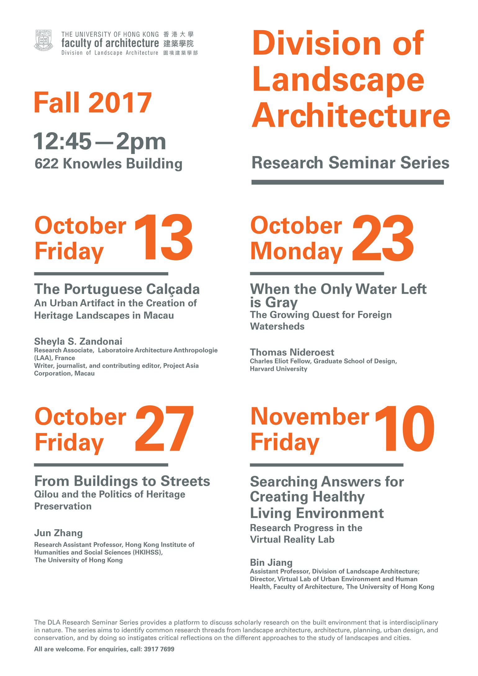 Division of Landscape Architecture Fall Seminars Series
