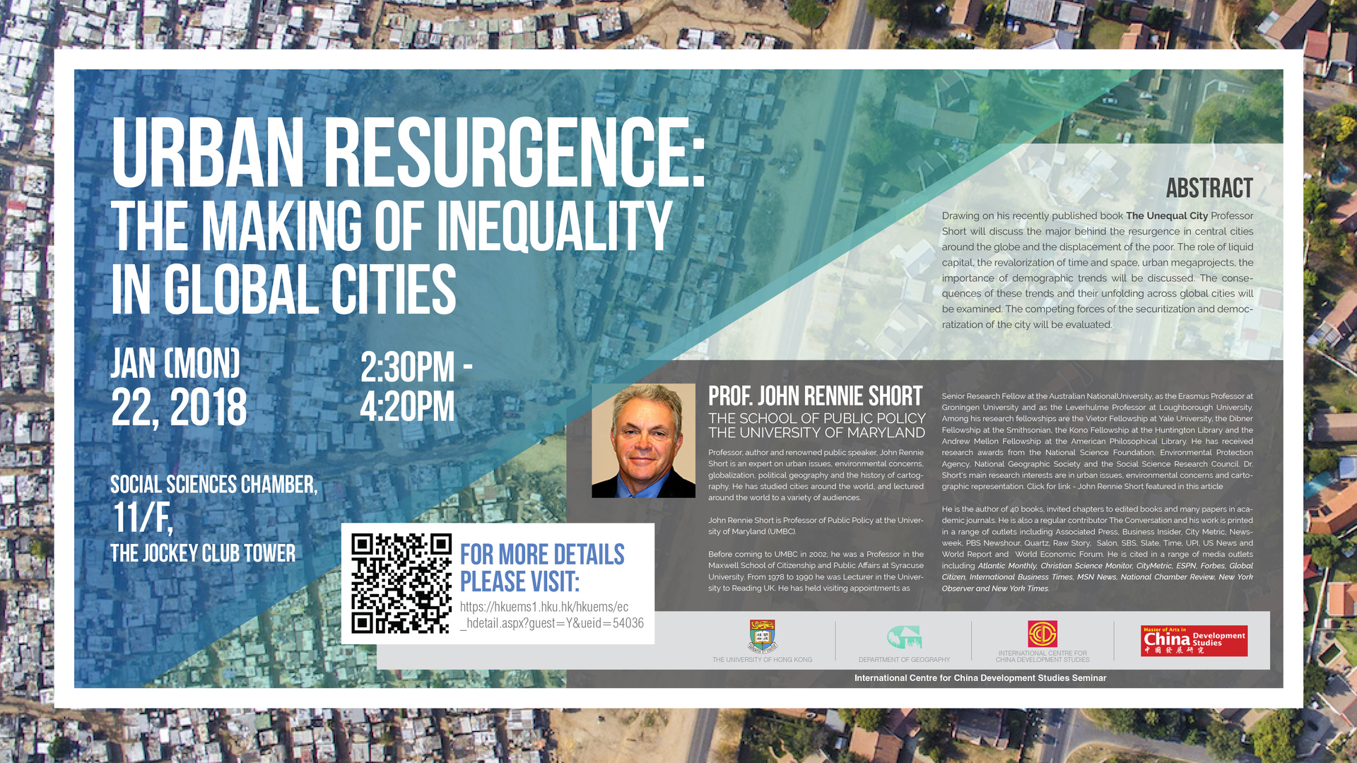 Public lecture and Elite Seminar on “Urban Resurgence: the Making of Inequality in Global Cities” 