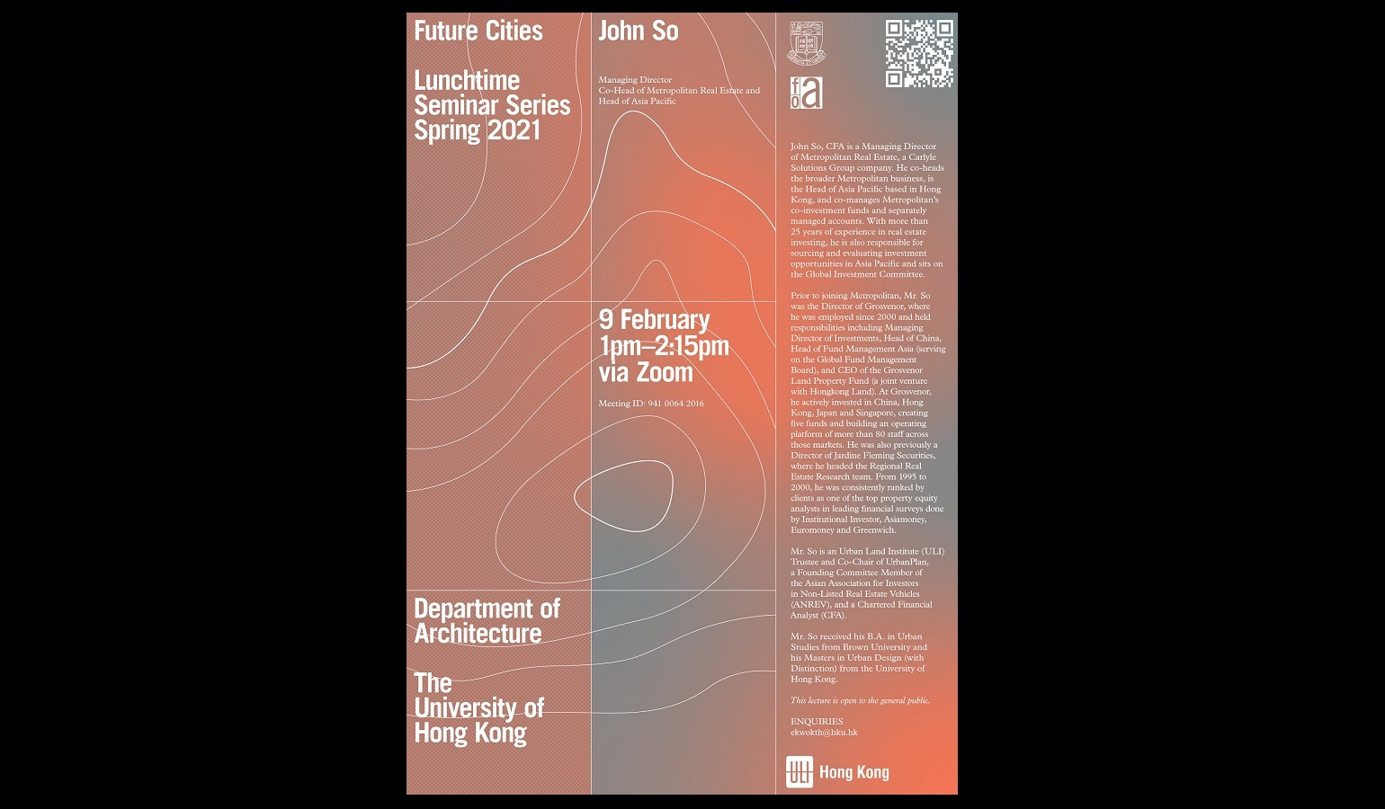 Department of Architecture | Future Cities | Spring 2021 Lunchtime Seminar Series | John So