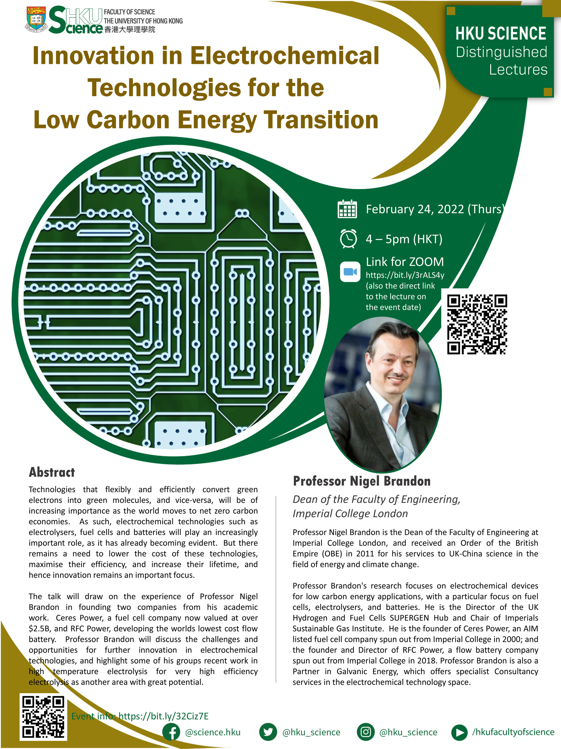 istinguished Lecture - Innovation in Electrochemical Technologies for the Low Carbon Energy Transition