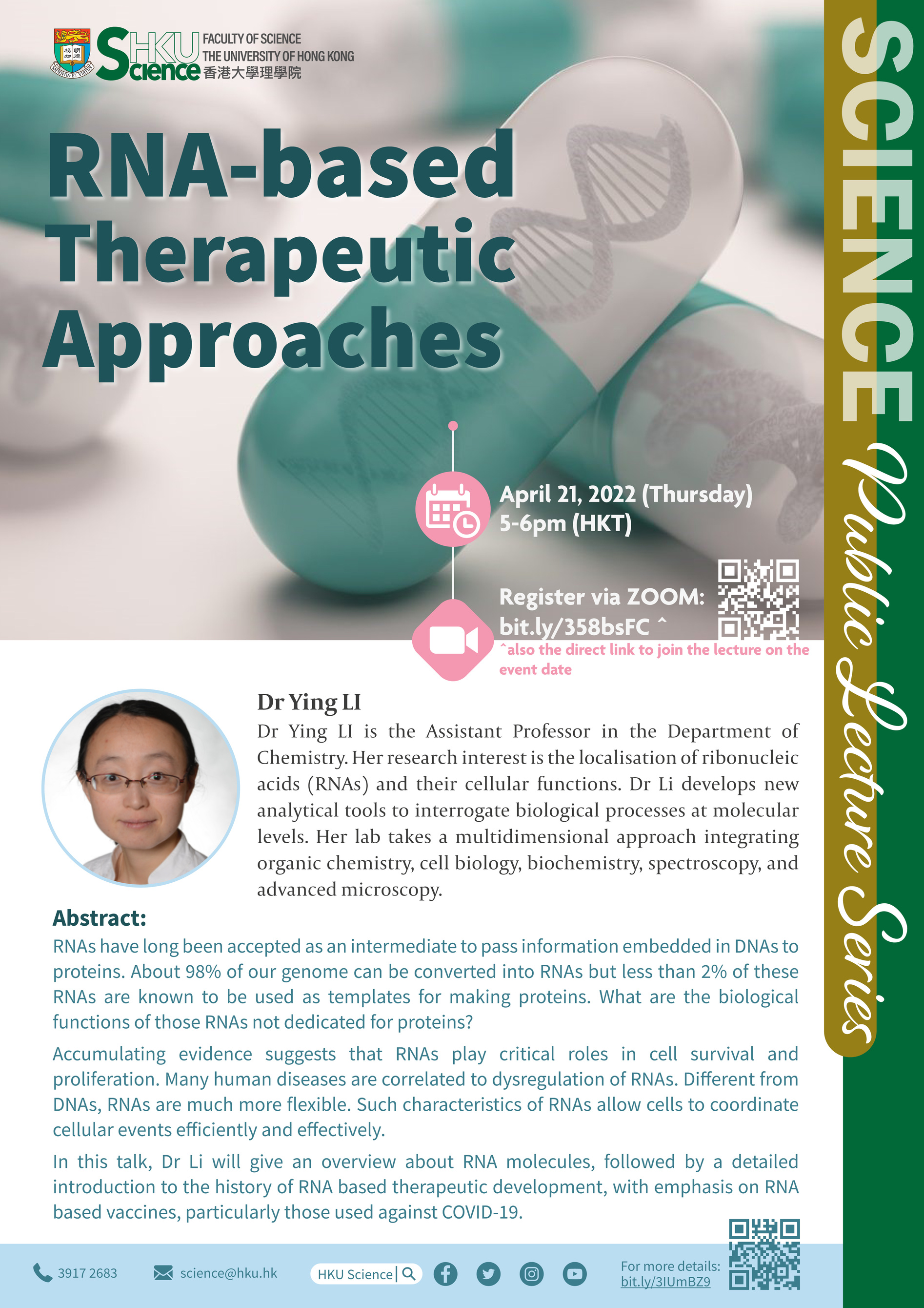 HKU Science Public Lecture Series - RNA-based Therapeutic Approaches (Apr 21, 2022)