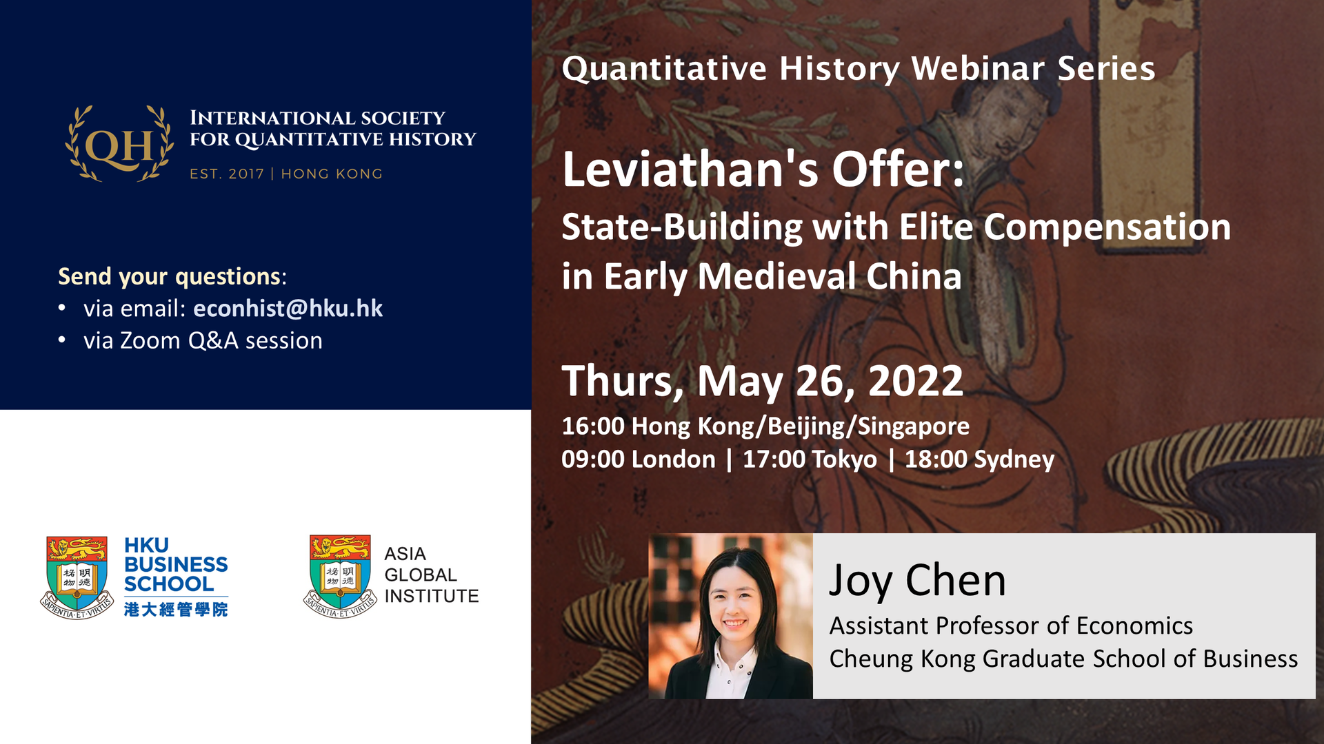 Quantitative History Webinar Series - Leviathan's Offer: State-Building With Elite Compensation In Early Medieval China by Joy Chen 